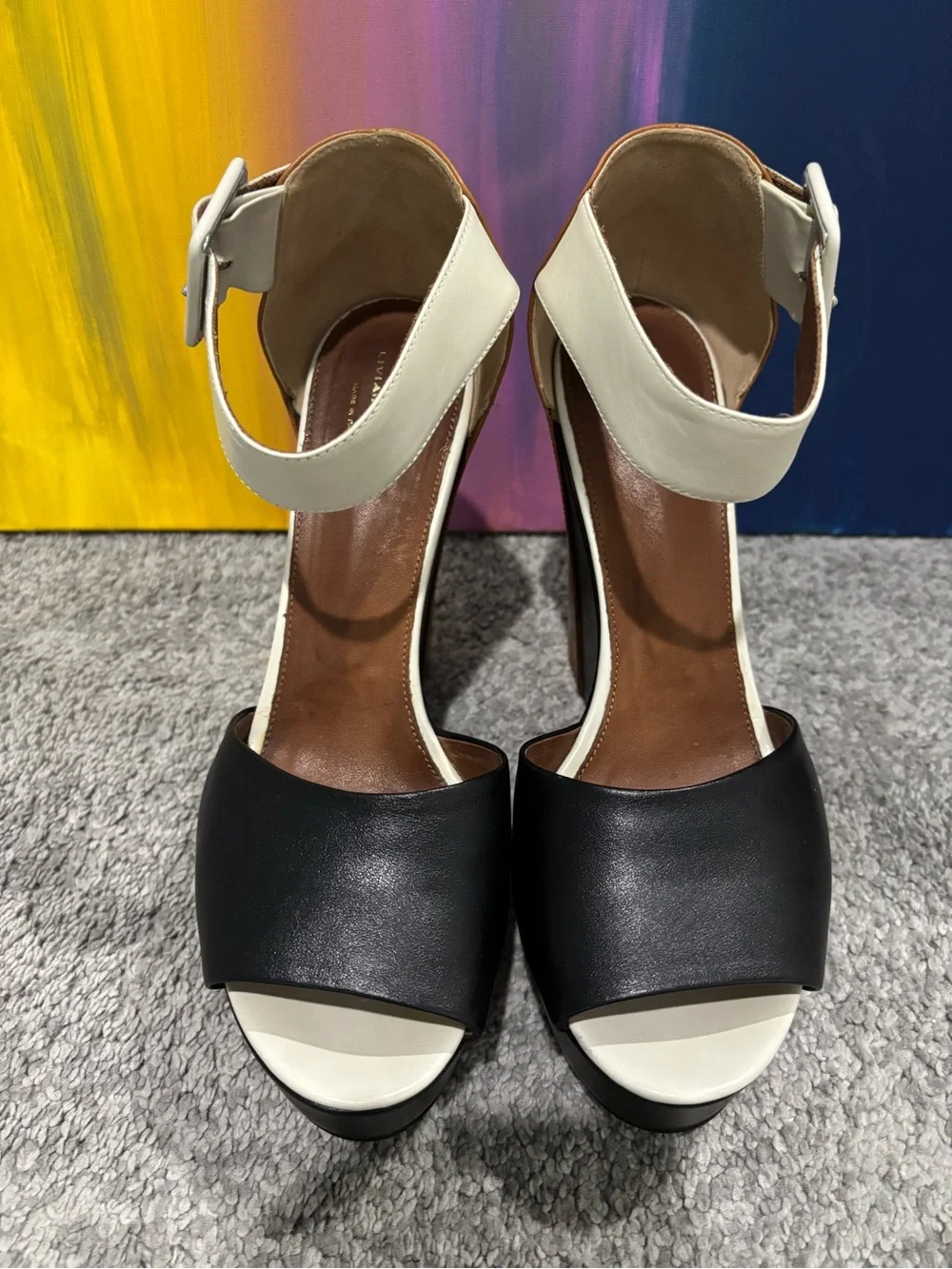 NIB Liviana Conti Italian Leather Wedge Sandals - Size 41